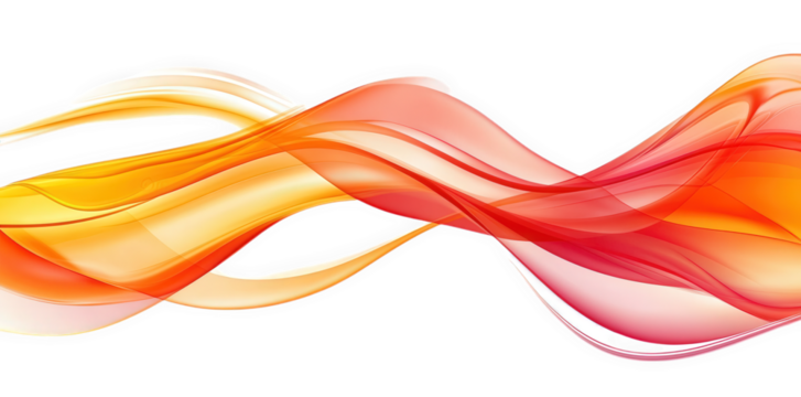 abstract red and yellow flowing wave on transparent background