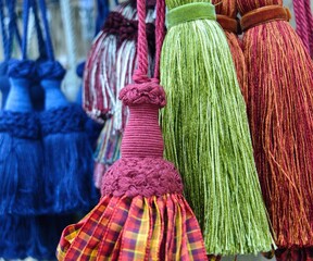 decorative brush pendants for the canopy. colored tassels made of thread for hanging on curtains....
