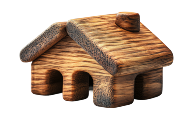 Rustic wooden cabin with detailed design, cozy natural architecture for countryside living isolated on transparent background