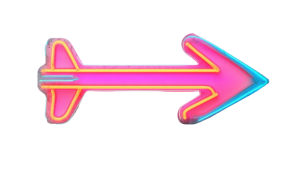Neon arrow, transparent background