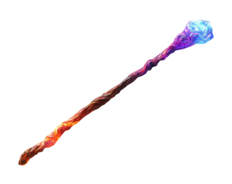 Glowing staff with a vibrant energy effect. Isolated on transparent background, png.