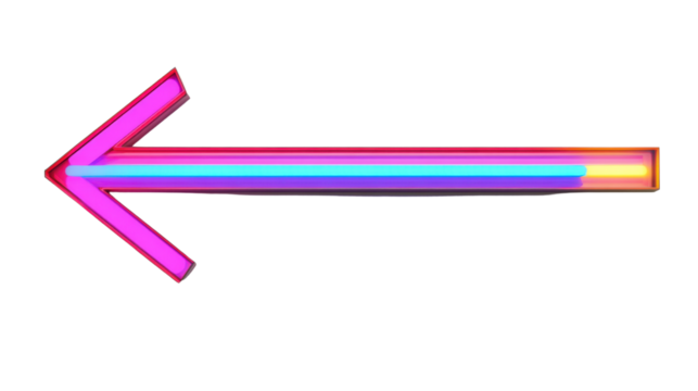 Neon arrow, transparent background