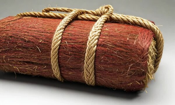 Rustic Hay Bale Bound with Rope: A Study in Texture and Form