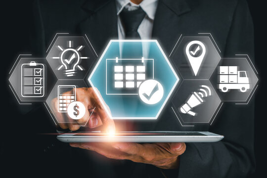 Digital interface showcasing event management tools and icons for efficient planning and organization.