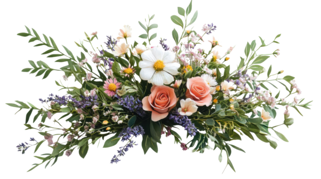 Steamed spring flower bouquet, transparent background - Powered by Adobe