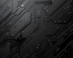 Black Circuit Board with Integrated Components
