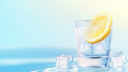 Refreshing Lemon Water with Ice Cubes Hydration Summer Drink