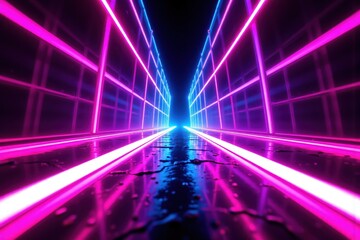 Futuristic Neon Tunnel with Vibrant Pink and Blue Lights