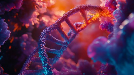 Obraz premium A vibrant colorful depiction of a DNA helix strand