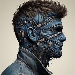 Pocketed Secrets: A Denim Textured Face