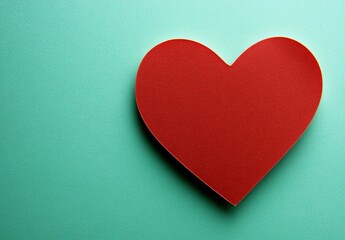Fototapeta premium Red Heart Shape on Teal Background Minimalist Design