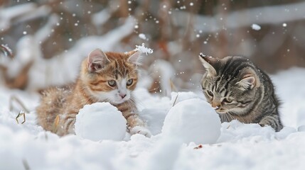 Adorable Kittens Playing in the Snow: A Winter Wonderland