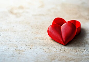 Romantic Red Heart Shaped Box on Beige Surface Valentine's Day Gift