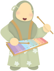 A Little Girl Playing Xylophone