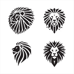 Four Abstract Lion Head Logos vector eps illustrations on a white background