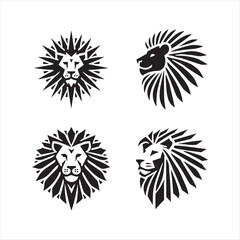 Four Abstract Lion Head Logos vector eps illustrations on a white background