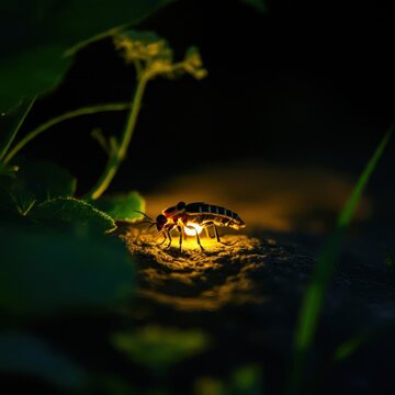 Firefly macro, close up photograph of a lightning bug.
