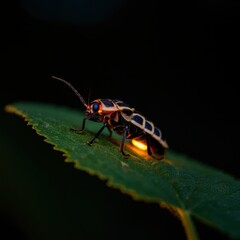 Naklejka premium Firefly macro, close up photograph of a lightning bug. 