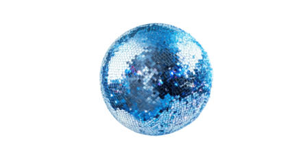 Explosion of a blue disco ball, transparent background
