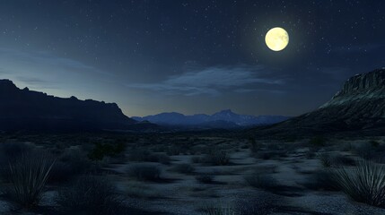 Moonlit Desert Landscape