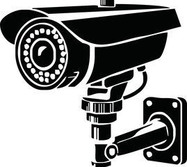 Security camera icon, video surveillance, cctv sign. Yellow triangle indicating camera operation. Surveillance camera,monitoring, safety home protection system. Fixed CCTV, Security Camera Icon Vector