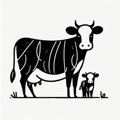 Minimalistic simple sketch drawing A hastily drawn Cow, Cow sketch
