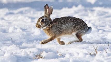 Obraz premium A Wild Rabbit in Winter Wonderland