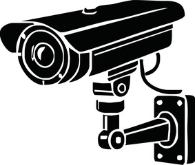 Security camera icon, video surveillance, cctv sign. Yellow triangle indicating camera operation. Surveillance camera,monitoring, safety home protection system. Fixed CCTV, Security Camera Icon Vector