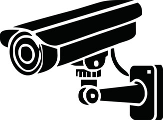 Security camera icon, video surveillance, cctv sign. Yellow triangle indicating camera operation. Surveillance camera,monitoring, safety home protection system. Fixed CCTV, Security Camera Icon Vector