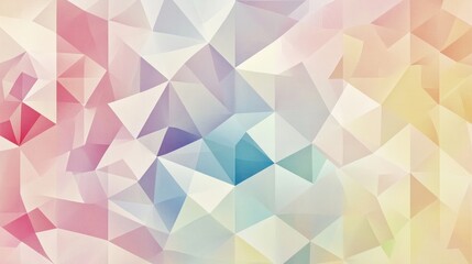 Fototapeta premium A colorful abstract geometric pattern featuring soft pastel hues and triangular shapes.