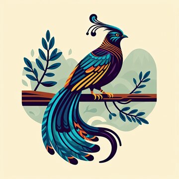 Lophophores, Himalayan monal Illustration. Dafe National Bird of Nepal.
