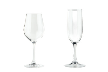 Two Different Champagne Glass Next to Each Other with Some Space PNG