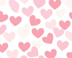 Soft Pink Heart Pattern on White Background for Romantic Design