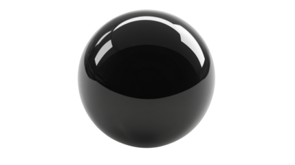 Black billiard ball, transparent background