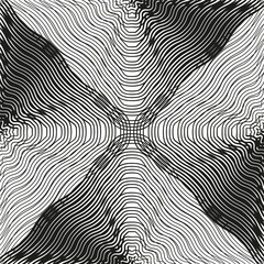 Wavy abstract lines. Optical illusion effect. Geometric vector pattern. Black and white texture.
