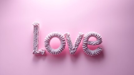 creative knitted love typography on a light background for advertisement campaigns, banners, or web design projects