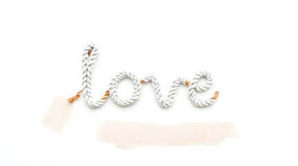 handmade love word in knitted style on a light background for use in websites, editorial layouts, or textile projects