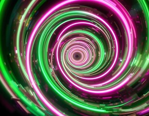 Obraz premium Abstract swirling neon lights create a vibrant tunnel