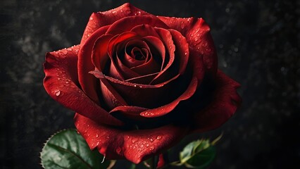 space for text. Beautiful red rose  Flower valentine's day  theem Sprawling Over A Dark Textured Surface,