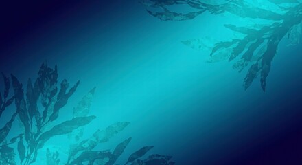 Fototapeta premium Ocean's Embrace: Serene underwater scene with kelp forest creating a tranquil and mysterious atmosphere. Perfect for marine conservation, ocean-themed designs, or relaxation.