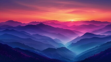 Obraz premium 夕焼けの壮大な山脈の景色11