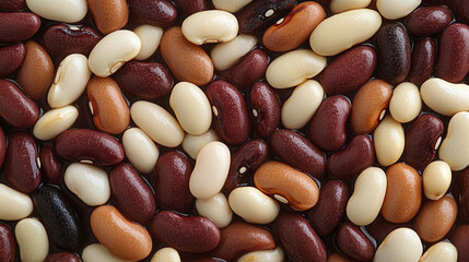 Boiled beans closeup top view. cooked healthy vegetarian vegetable food, delicious organic cuisine meal for vegan nutrition, traditional legume protein diet, canned kidney soup, tasty homemade lunch.