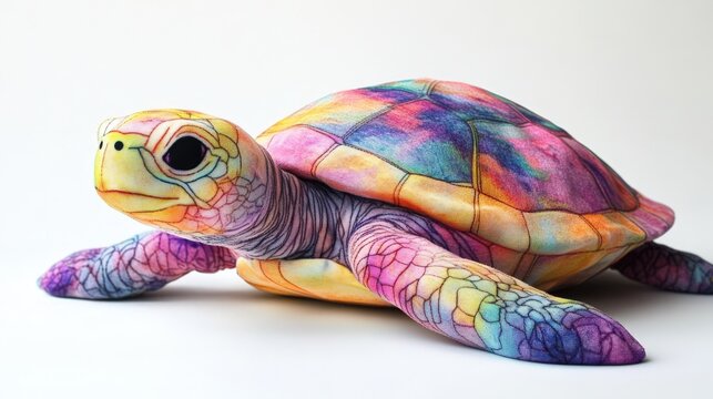 A vibrant watercolor sea turtle plush toy