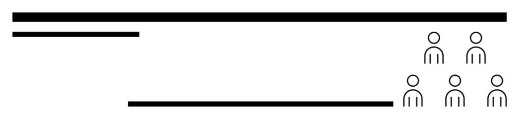 Horizontal and vertical black lines with abstract human figures forming an organizational chart. Ideal for corporate structure, team hierarchy, workforce management, business planning, organizational