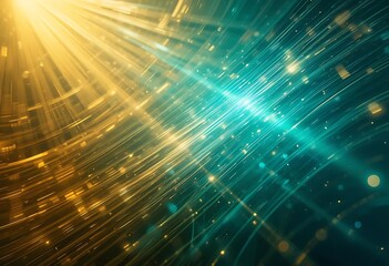 Obraz premium Abstract Golden And Teal Light Streaks Background