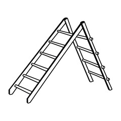 A-shaped ladder icon, vector, silhouette, outline, illustration, isolated on a white background