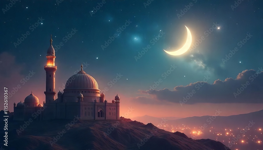 Wall mural Al Isra Wal Miraj background isra miraj celebration the night journey concept