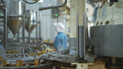 Process and production line in canned fish factory