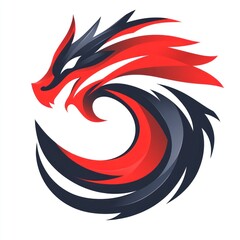 Fototapeta premium A stylized dragon head in red and black, symbolizing power and energy.