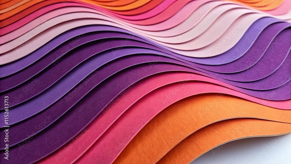 Aufkleber A series of colorful paper strips are arranged in a wave-like pattern